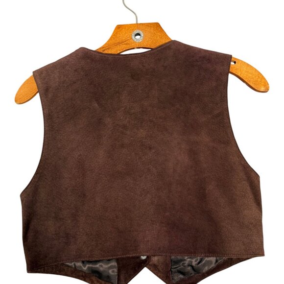 Vintage BB Dakota Brown Suede Leather Vest Cropped Western Festival S - Picture 2 of 8